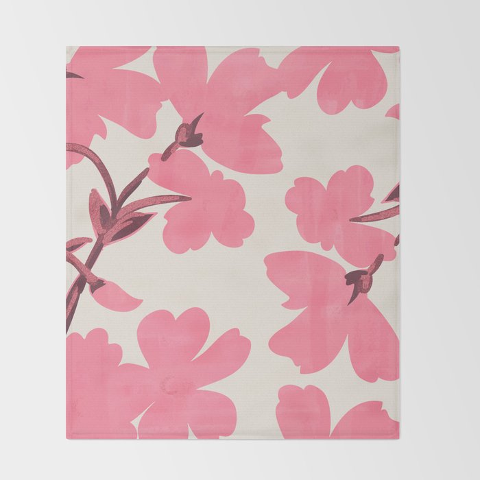 Soft Pink Flowers Throw Blanket Gallery Image 2