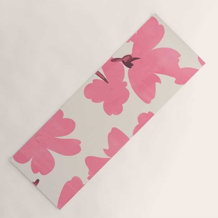Soft Pink Flowers Yoga Mat Gallery Image 1
