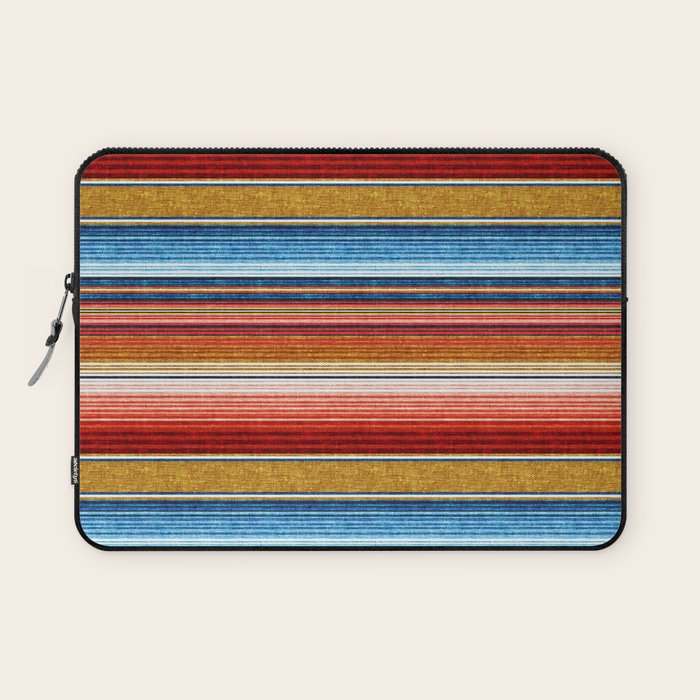 serape southwest stripe - red, blue, gold Laptop Sleeve Gallery Image 1