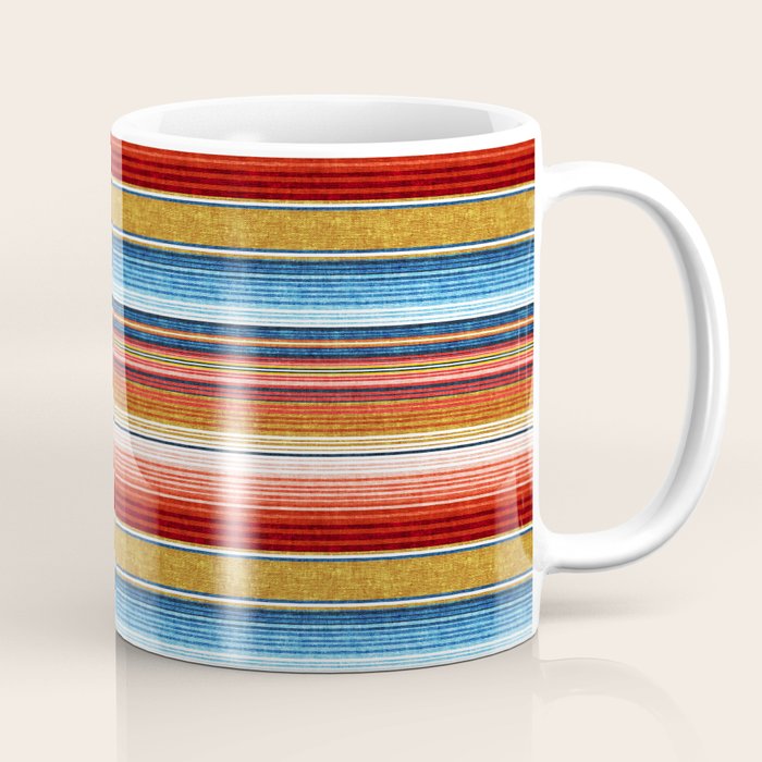 serape southwest stripe - red, blue, gold Coffee Mug Gallery Image 1
