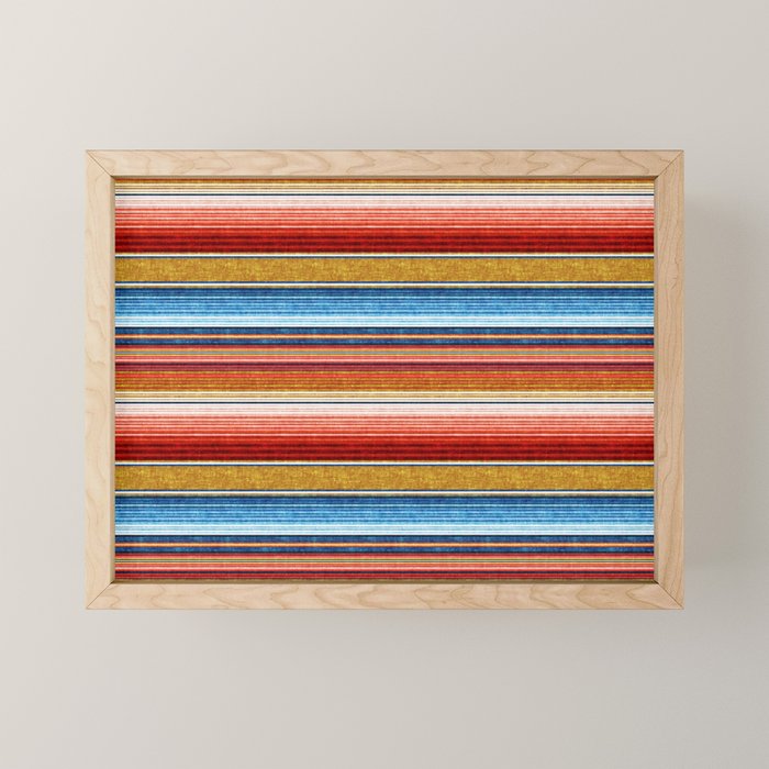 serape southwest stripe - red, blue, gold Mini Art Print Gallery Image 1