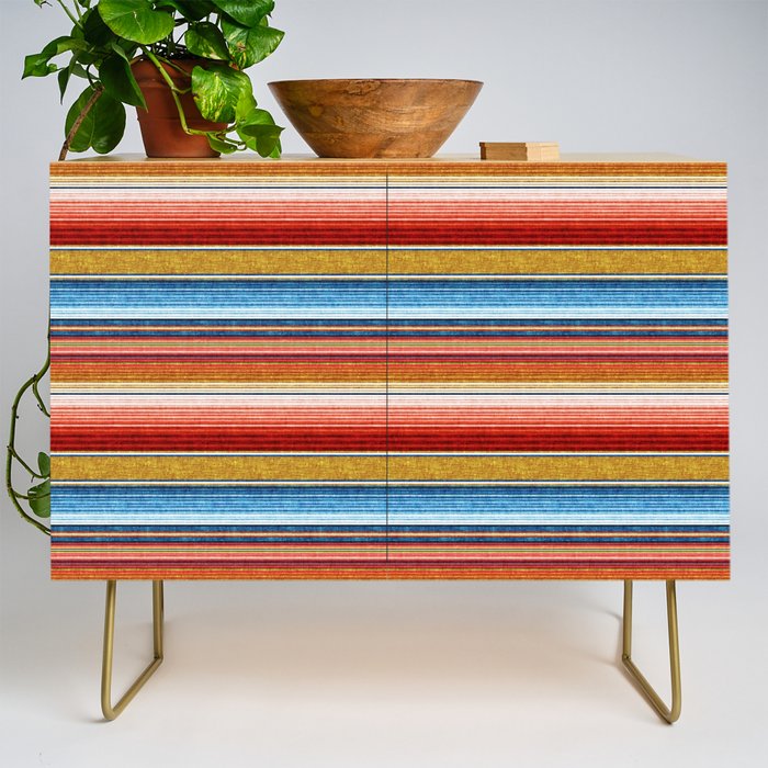 serape southwest stripe - red, blue, gold Credenza Gallery Image 1