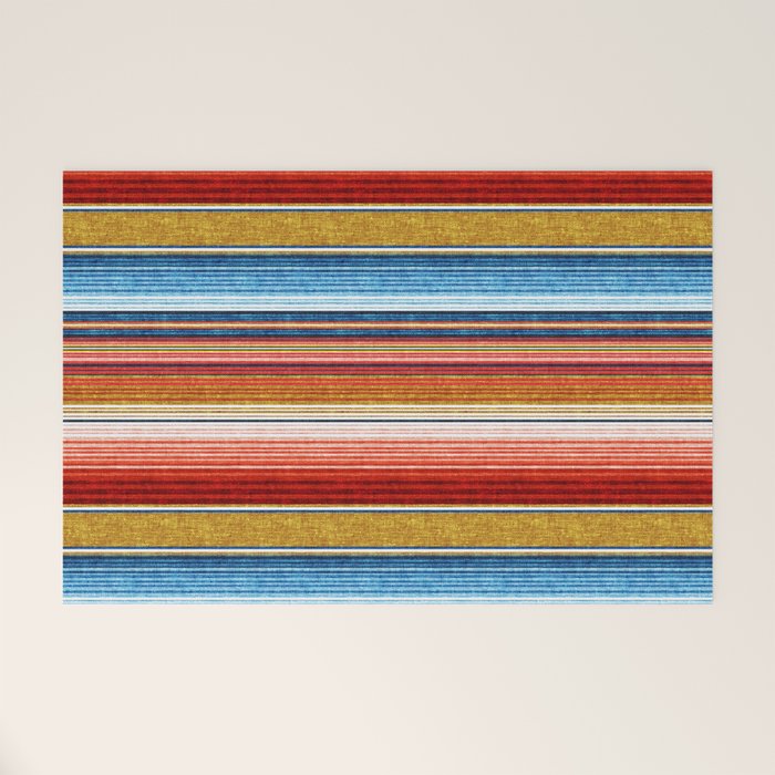 serape southwest stripe - red, blue, gold Welcome Mat Gallery Image 1