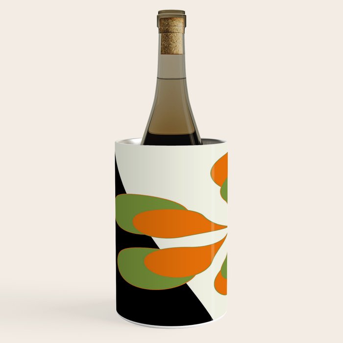 Mid-Century Modern Art 1.4 - Green & Orange Flower Wine Chiller Gallery Image 2
