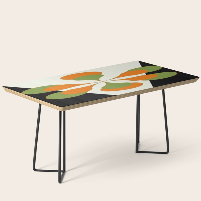 Mid-Century Modern Art 1.4 - Green & Orange Flower Coffee Table Gallery Image 1