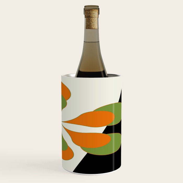 Mid-Century Modern Art 1.4 - Green & Orange Flower Wine Chiller Gallery Image 3
