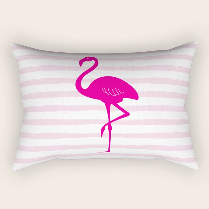Flamingo & Stripes - Blush Hot Pink Rectangular Pillow Gallery Image 2