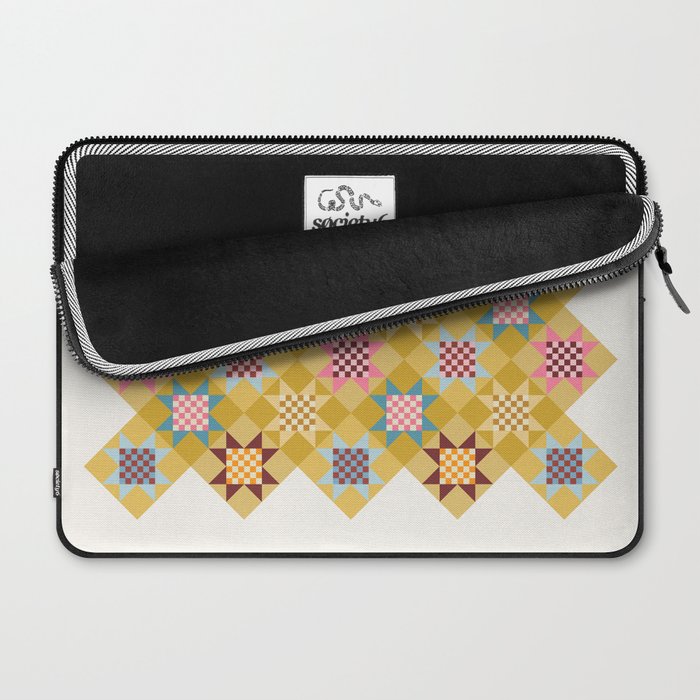 Checkerboard Quilt Shapes - Multicolor Gold Laptop Sleeve Gallery Image 2
