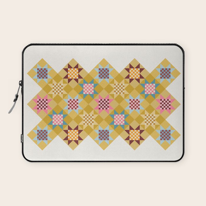 Checkerboard Quilt Shapes - Multicolor Gold Laptop Sleeve Gallery Image 1