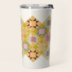 Checkerboard Quilt Shapes - Multicolor Gold Travel Mug Gallery Image 2