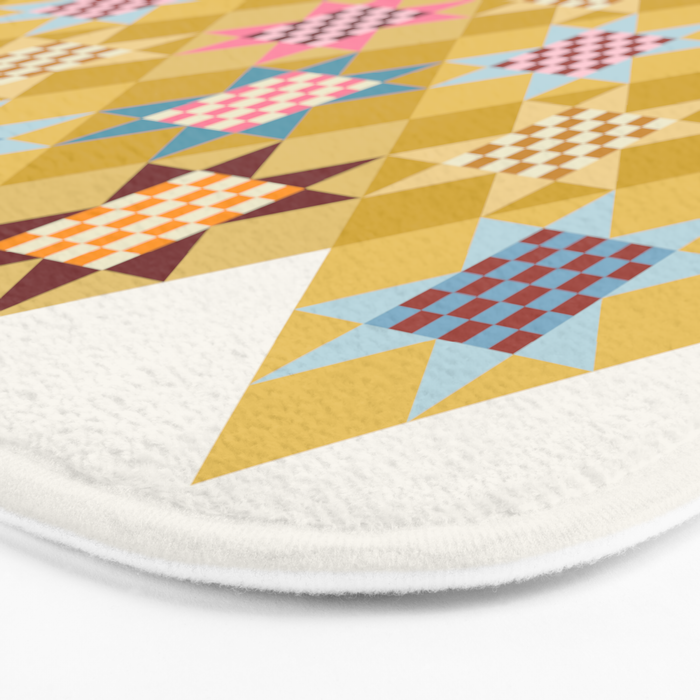Checkerboard Quilt Shapes - Multicolor Gold Bath Mat Gallery Image 3
