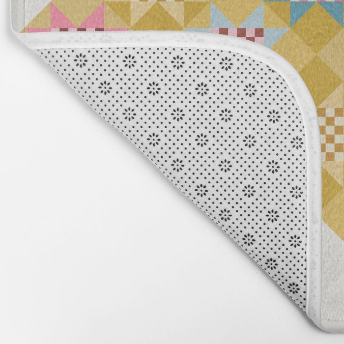 Checkerboard Quilt Shapes - Multicolor Gold Bath Mat Gallery Image 2