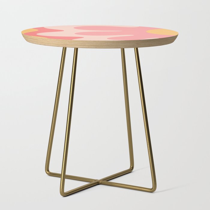 Happy Flower 60s Retro Vibe Pink Blush Mustard  Side Table Gallery Image 1