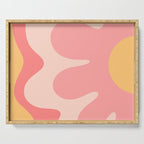 Happy Flower 60s Retro Vibe Pink Blush Mustard  Serving Tray Gallery Image 1