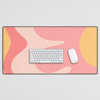 Happy Flower 60s Retro Vibe Pink Blush Mustard  Desk Mat Gallery Image 1