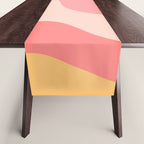 Happy Flower 60s Retro Vibe Pink Blush Mustard  Table Runner Gallery Image 1