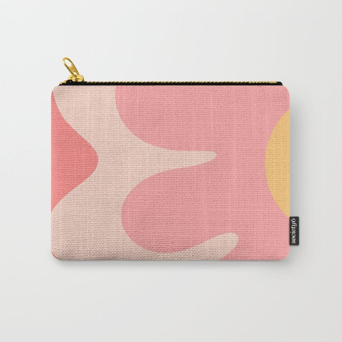 Happy Flower 60s Retro Vibe Pink Blush Mustard  Carry All Pouch Gallery Image 1
