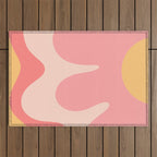 Happy Flower 60s Retro Vibe Pink Blush Mustard  Outdoor Rug Gallery Image 1