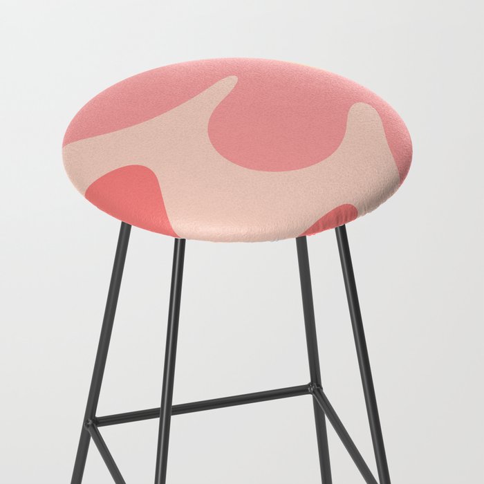 Happy Flower 60s Retro Vibe Pink Blush Mustard  Stool Gallery Image 2