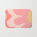 Happy Flower 60s Retro Vibe Pink Blush Mustard  Bath Mat Gallery Image 1