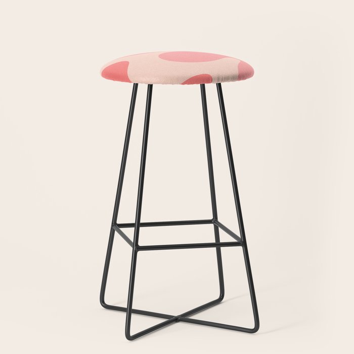 Happy Flower 60s Retro Vibe Pink Blush Mustard  Stool Gallery Image 1