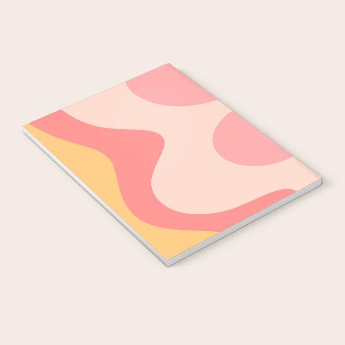 Happy Flower 60s Retro Vibe Pink Blush Mustard  Notebook Gallery Image 3