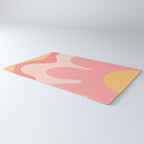 Happy Flower 60s Retro Vibe Pink Blush Mustard  Rug Gallery Image 3