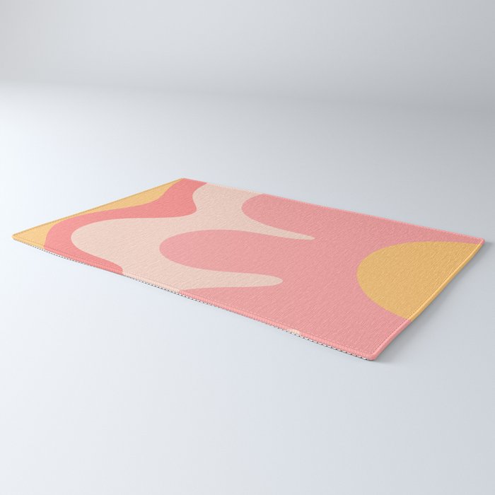 Happy Flower 60s Retro Vibe Pink Blush Mustard  Rug Gallery Image 3