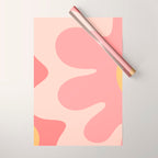 Happy Flower 60s Retro Vibe Pink Blush Mustard  Wrapping Paper Gallery Image 1
