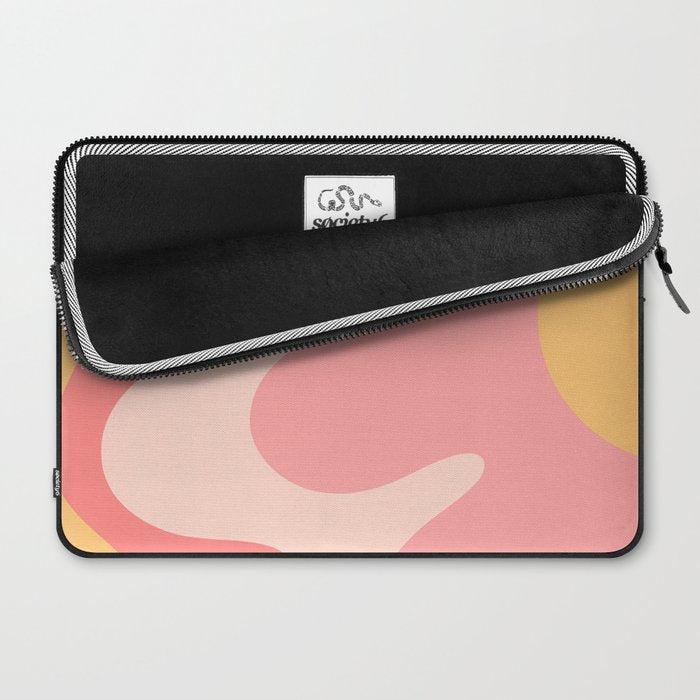 Happy Flower 60s Retro Vibe Pink Blush Mustard  Laptop Sleeve Gallery Image 2