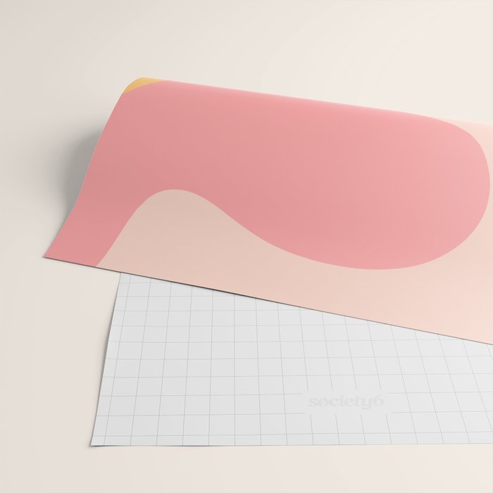 Happy Flower 60s Retro Vibe Pink Blush Mustard  Wrapping Paper Gallery Image 2