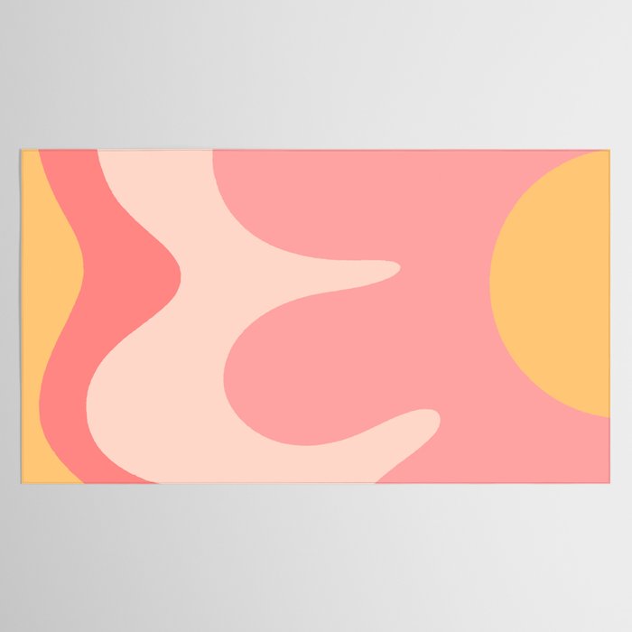 Happy Flower 60s Retro Vibe Pink Blush Mustard  Tablecloth Gallery Image 2