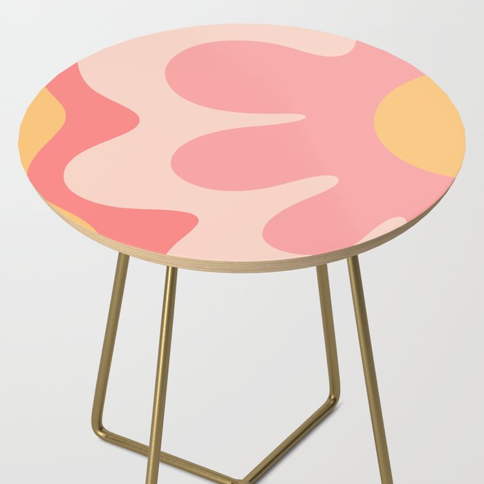 Happy Flower 60s Retro Vibe Pink Blush Mustard  Side Table Gallery Image 2