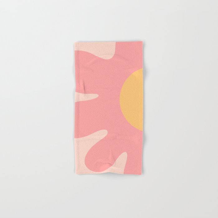 Happy Flower 60s Retro Vibe Pink Blush Mustard  Bath Towel Gallery Image 1