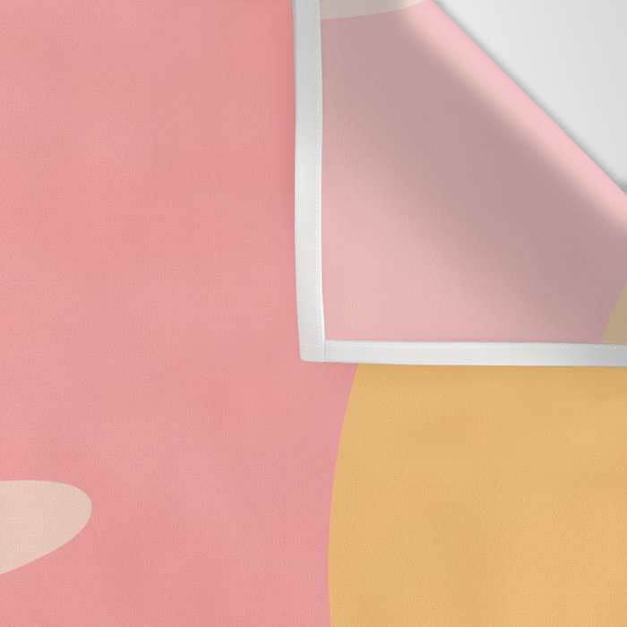 Happy Flower 60s Retro Vibe Pink Blush Mustard  Wall Tapestry Gallery Image 3