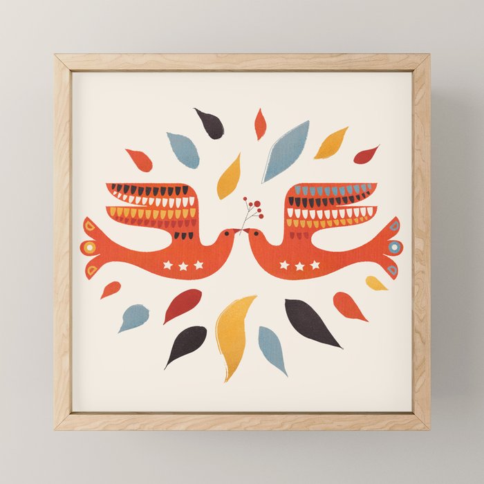 A Pair Of Festive Birds Mini Art Print Gallery Image 1