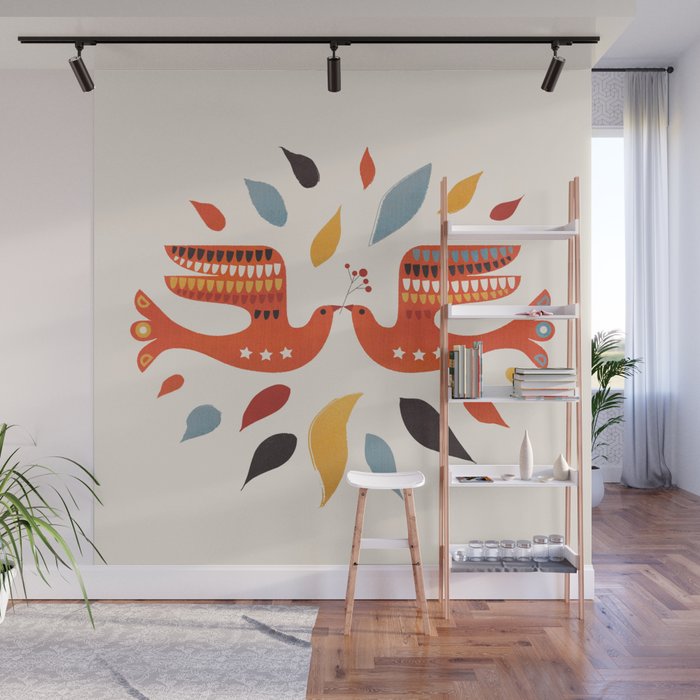 A Pair Of Festive Birds Wall Mural Gallery Image 1