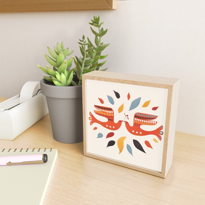 A Pair Of Festive Birds Mini Art Print Gallery Image 2
