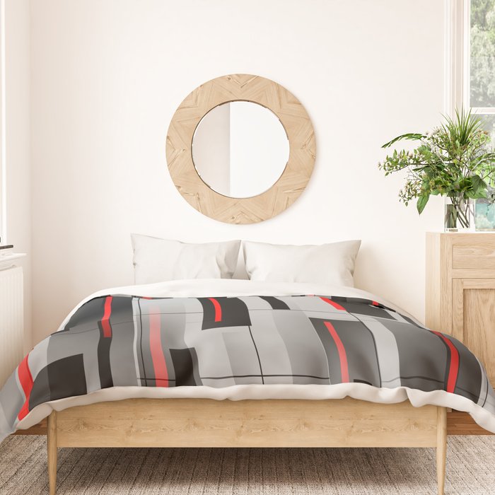 Off the Grid - Abstract - Gray, Black, Red Duvet Cover Gallery Image 3