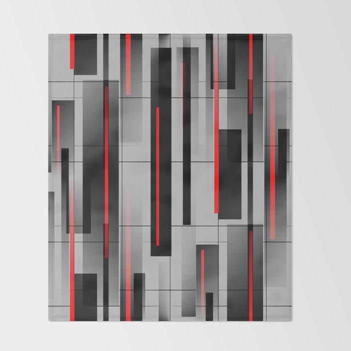Off the Grid - Abstract - Gray, Black, Red Throw Blanket Gallery Image 2