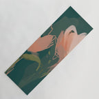 Pink Pastel Flowers On Green Canvas. Yoga Mat Gallery Image 1
