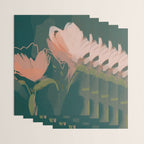 Pink Pastel Flowers On Green Canvas. Wrapping Paper Gallery Image 3