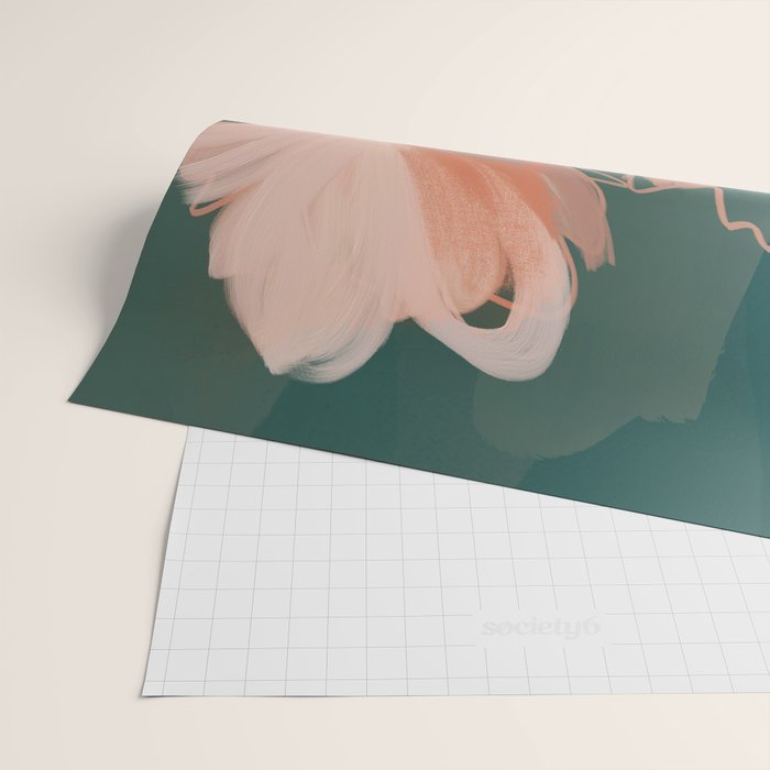Pink Pastel Flowers On Green Canvas. Wrapping Paper Gallery Image 2