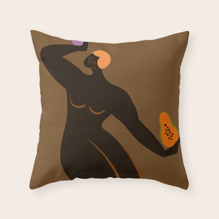 Papaya and Mangosteen Throw Pillow Gallery Image 1