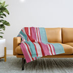 Bold Color Play Pink And Turquoise Stripes Throw Blanket Gallery Image 1