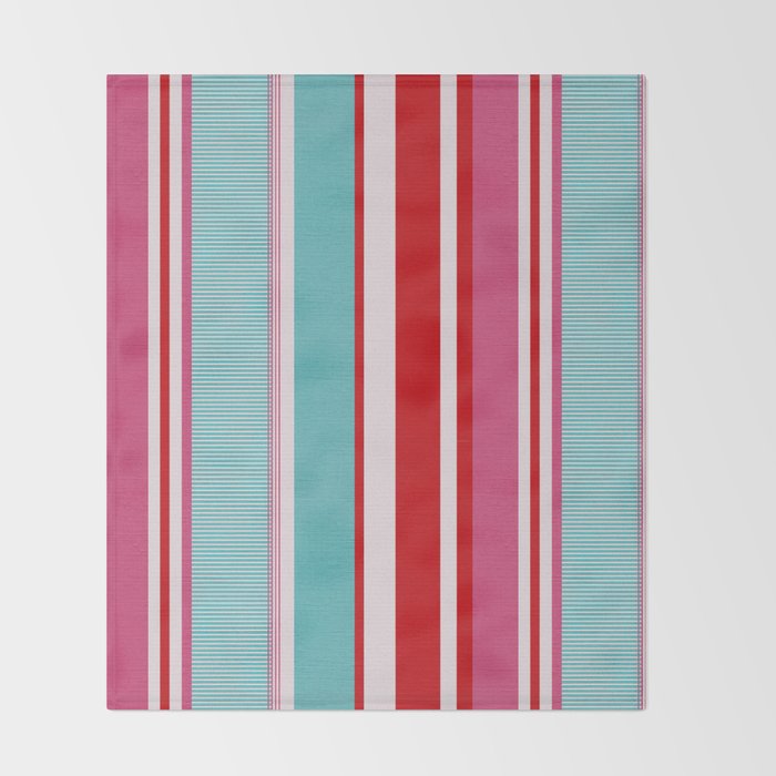 Bold Color Play Pink And Turquoise Stripes Throw Blanket Gallery Image 2