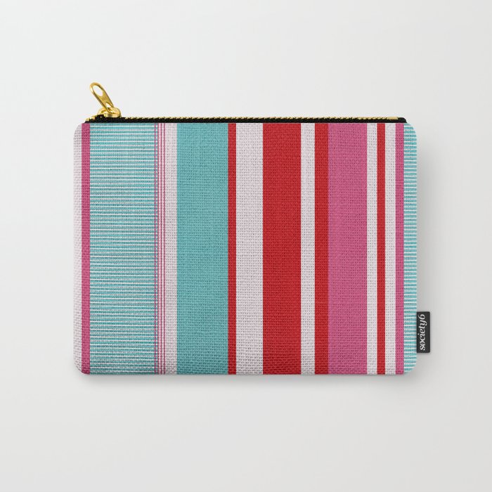 Bold Color Play Pink And Turquoise Stripes Carry All Pouch Gallery Image 1