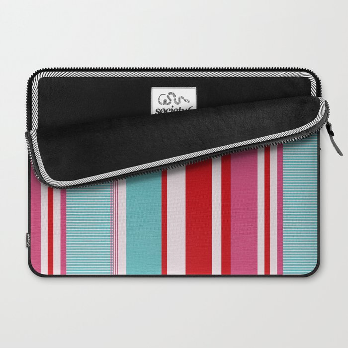 Bold Color Play Pink And Turquoise Stripes Laptop Sleeve Gallery Image 2