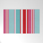 Bold Color Play Pink And Turquoise Stripes Welcome Mat Gallery Image 1