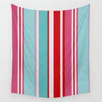 Bold Color Play Pink And Turquoise Stripes Wall Tapestry Gallery Image 4